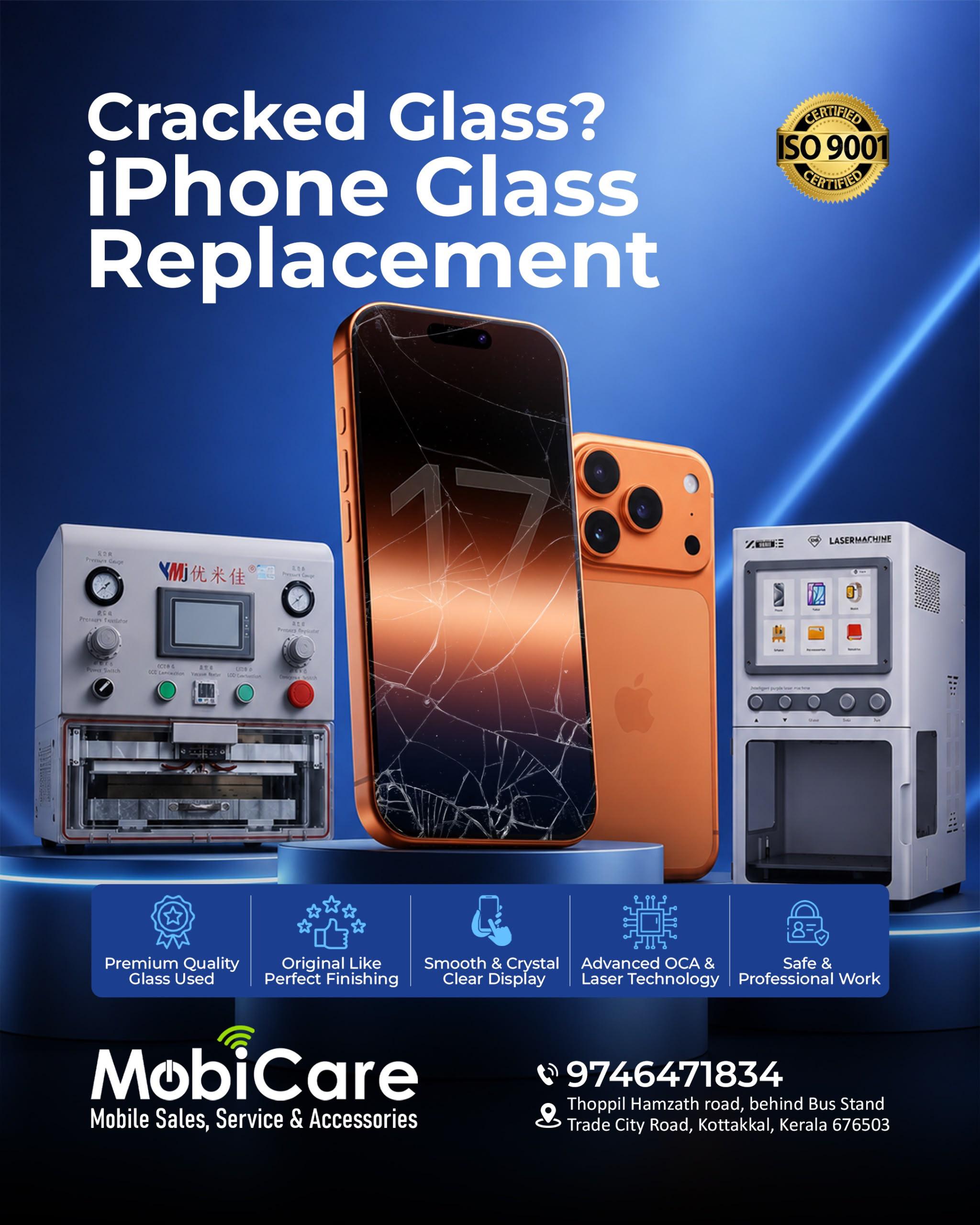 Technician at Mobicare Kottakkal performing precision mobile phone repair